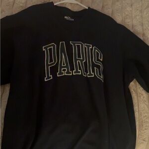 Hollister Black Crewneck Sweater with Paris Print